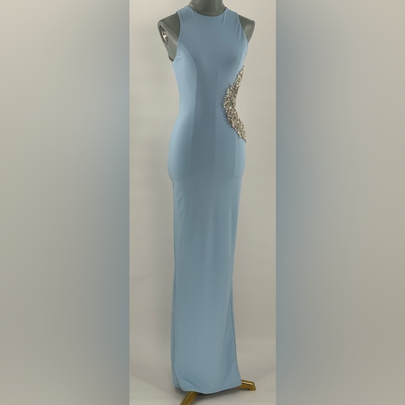 🆕 BRONX & BANCO 🧿 NWOT Camila Rhinestone Cutout Maxi, Powder Blue, Sz XS US 2 - Picture 5 of 16